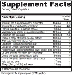 Vitanica Women's Phase I bottle label closeup highlighting nutrient-rich PMS support