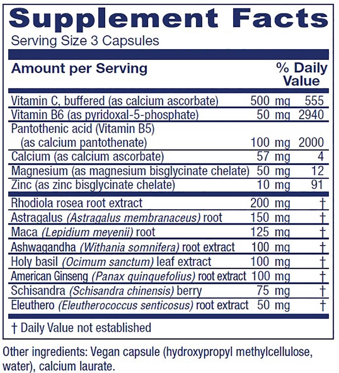 Vitanica Adrenal Assist bottle closeup—nutrient blend supports adrenal function and energy.