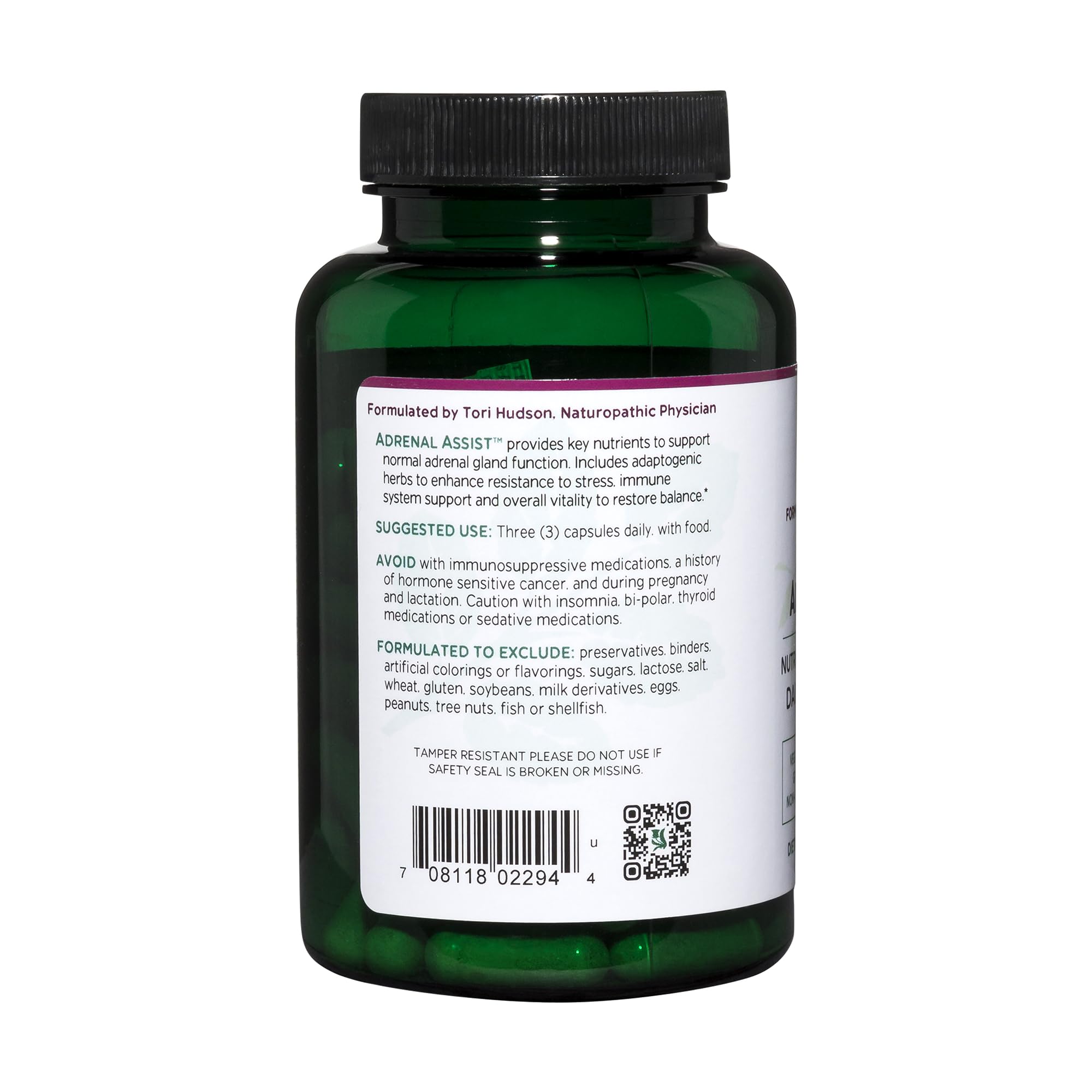 Closeup of capsules showing vegan, non-GMO formulation