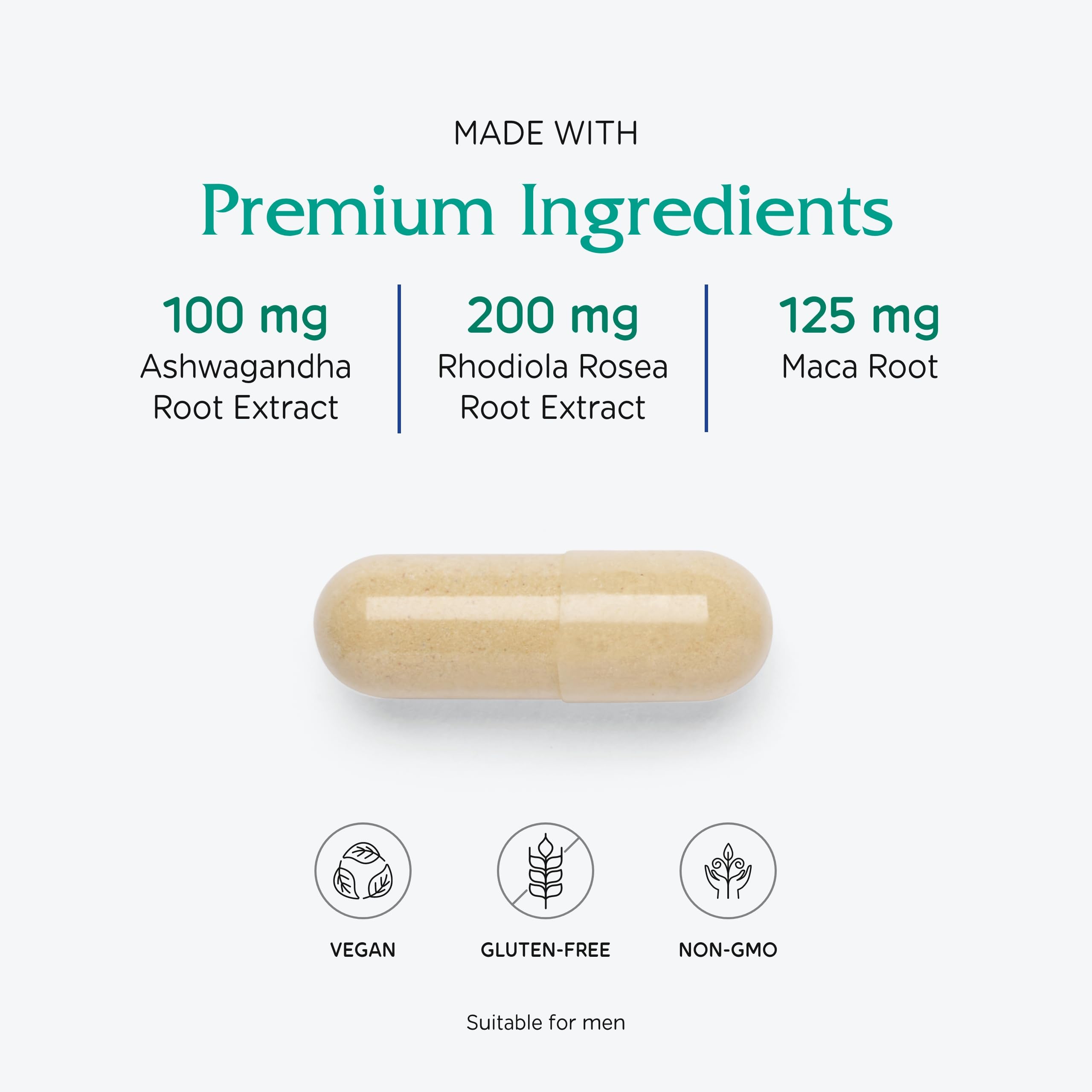 Vitanica Adrenal Assist ingredients panel—nutrients supporting adrenal harmony.
