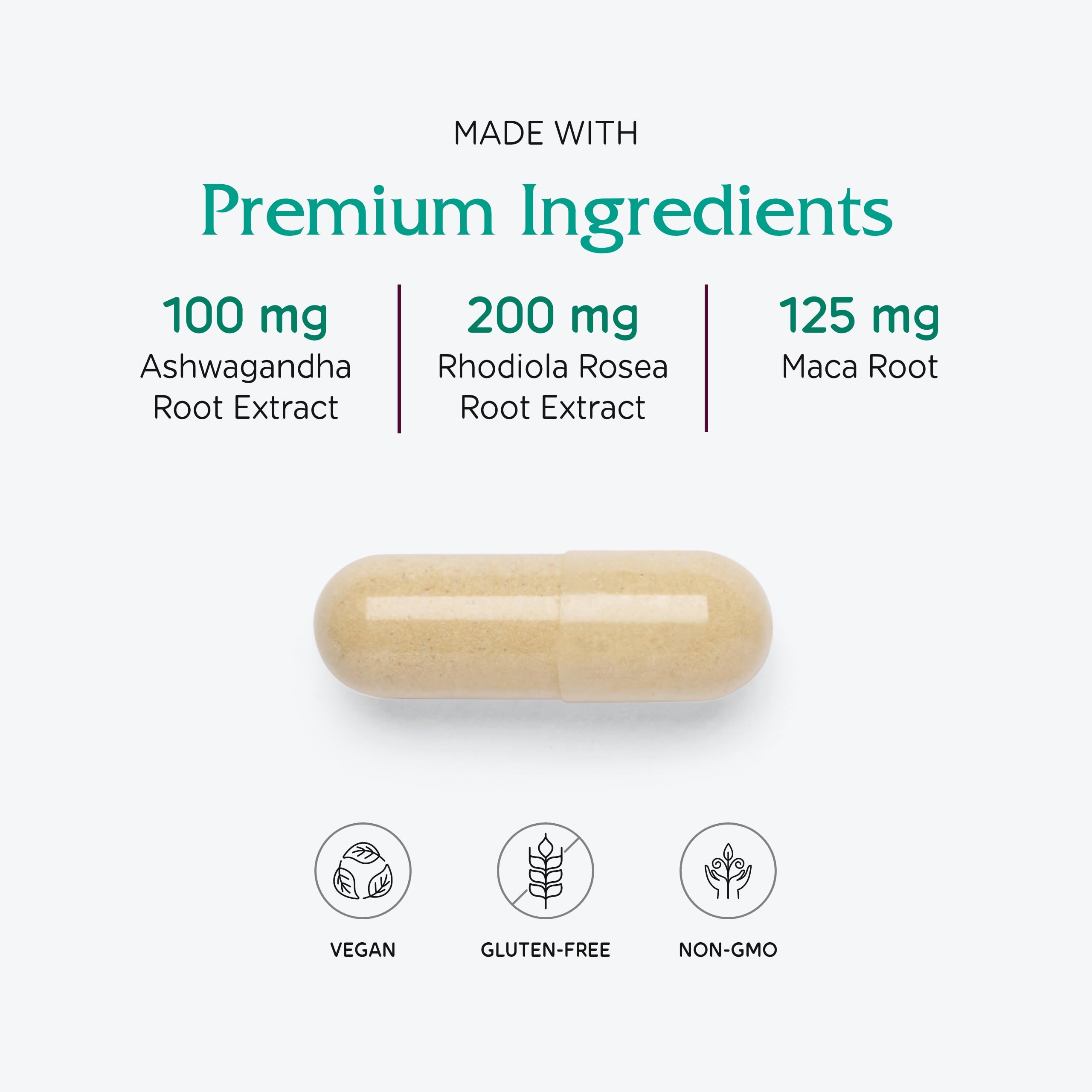 Label close-up on Vitanica Adrenal Assist showing ingredients