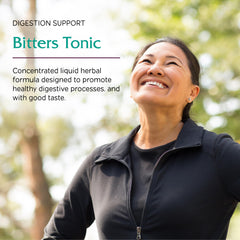 Vitanica Bitters Tonic bottle pour captures smooth, alcohol-free consumption moment