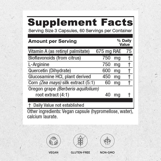 Vitanica Bladder Ease capsules close-up showing vegan formula.
