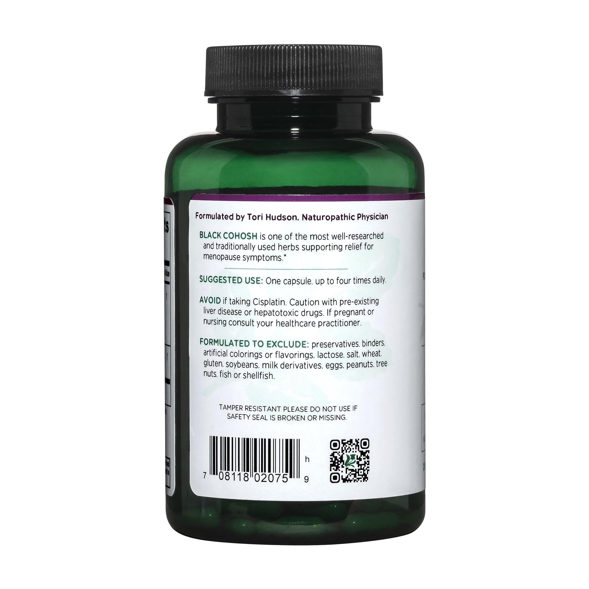 Back label on Vitanica bottle describes glycoside content for informed use.