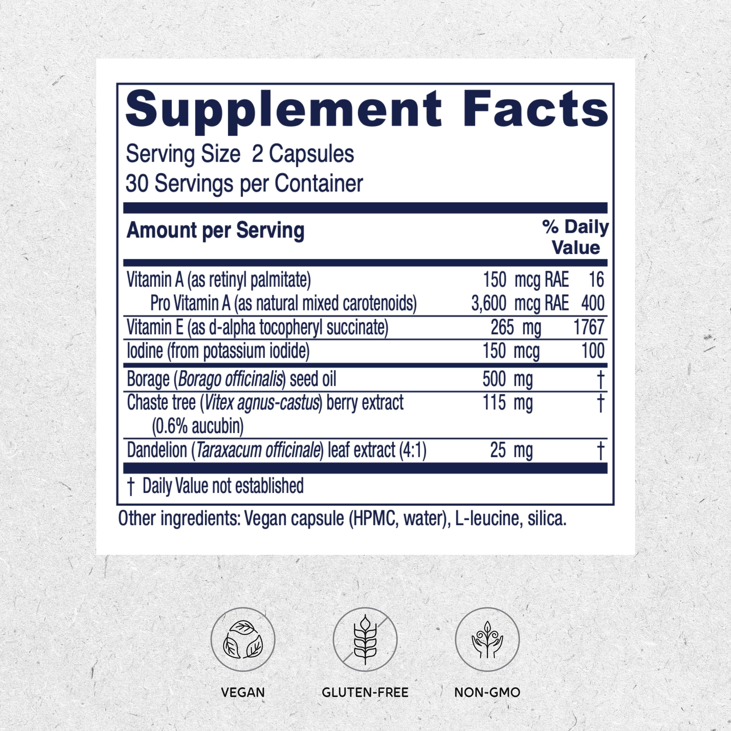 Vitanica Breast Cycle Blend capsules offer vegan cycle support