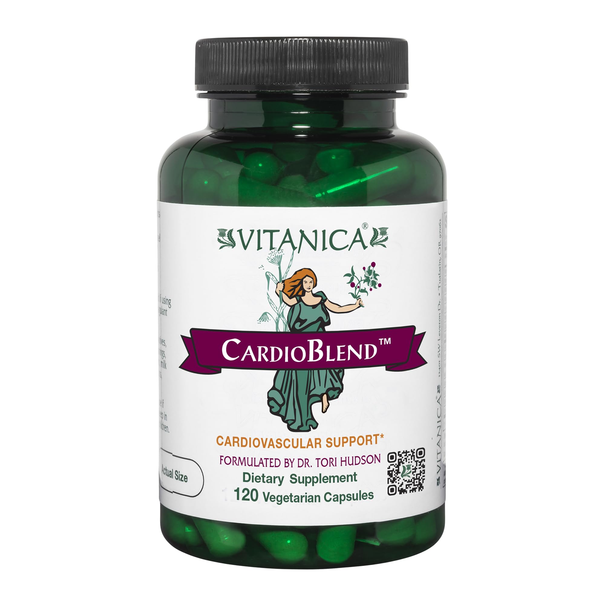 Vitanica CardioBlend bottle front for vegan cardiovascular support.
