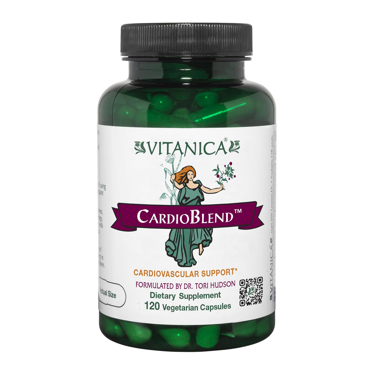 Vitanica CardioBlend bottle front for vegan cardiovascular support.