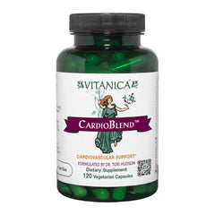 Vitanica CardioBlend bottle front for vegan cardiovascular support.