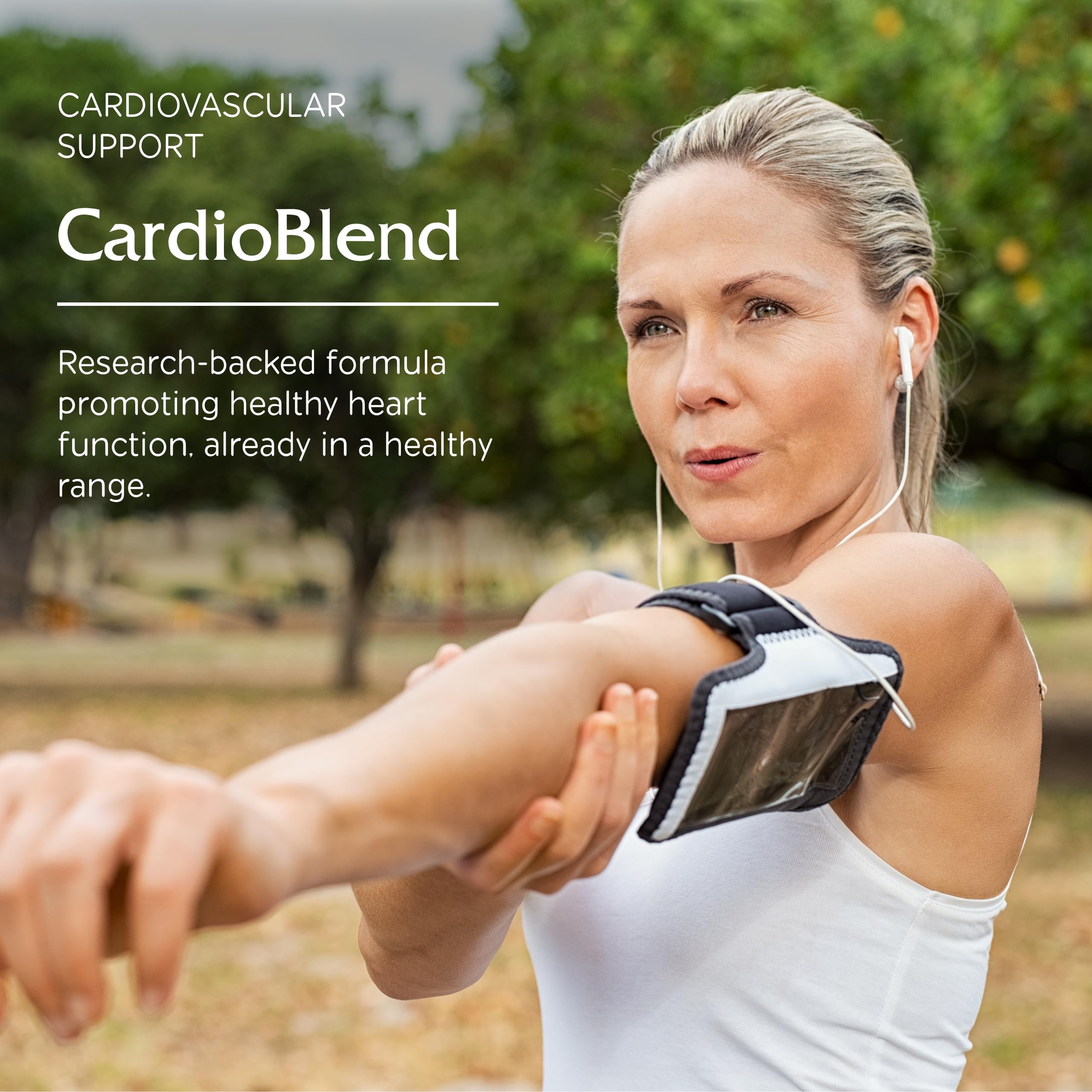 Vitanica CardioBlend label details essential vitamins and botanicals.
