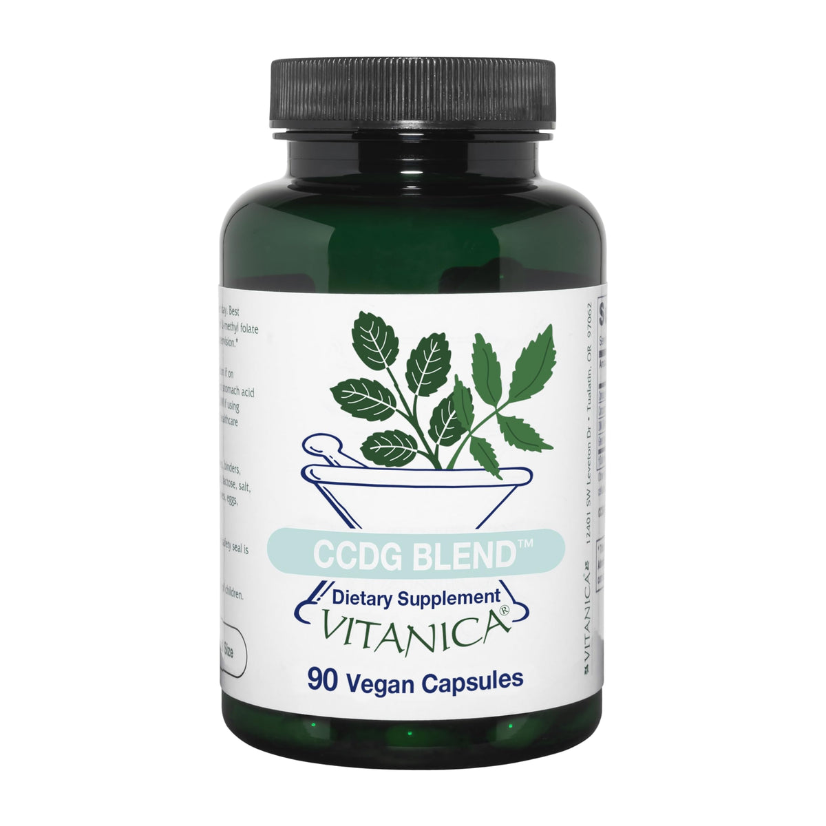 Vitanica CCDG Blend bottle pour showing convenient daily use for immune support