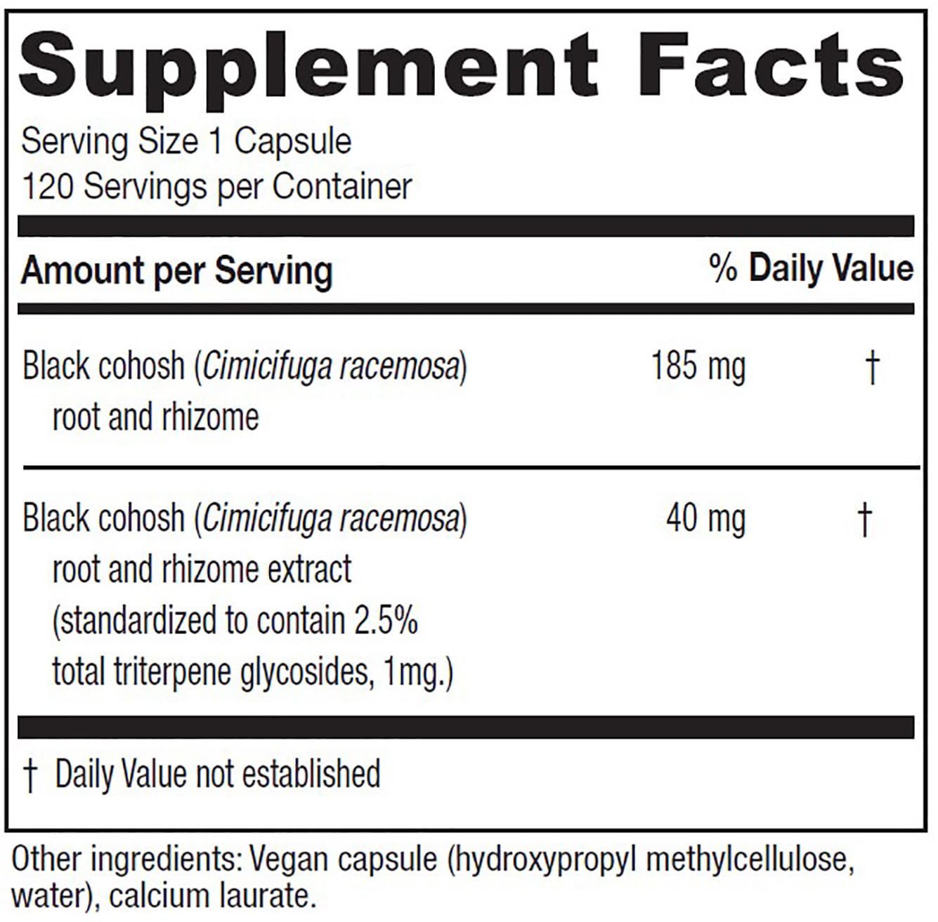 Close-up of Vitanica capsules highlighting 40 mg standardized extract per pill.