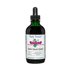 Vitanica Daily Calm Tonic bottle pour shows easy dosing for calm moments.