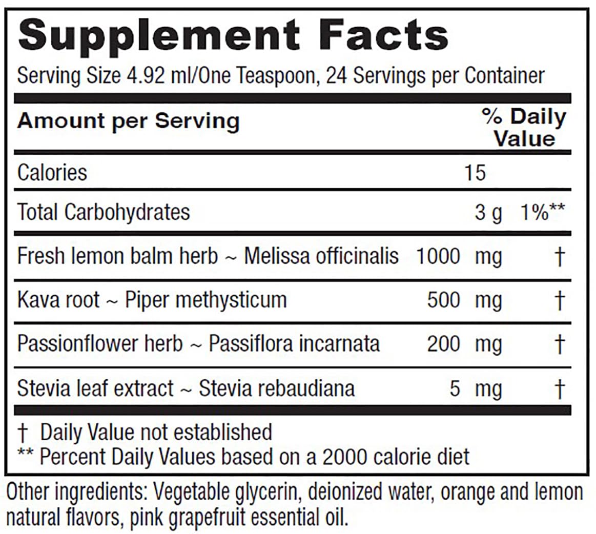 Vitanica Daily Calm Tonic label close-up highlights organic ingredients for calm support.