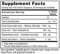 Vitanica Daily Calm Tonic label close-up highlights organic ingredients for calm support.