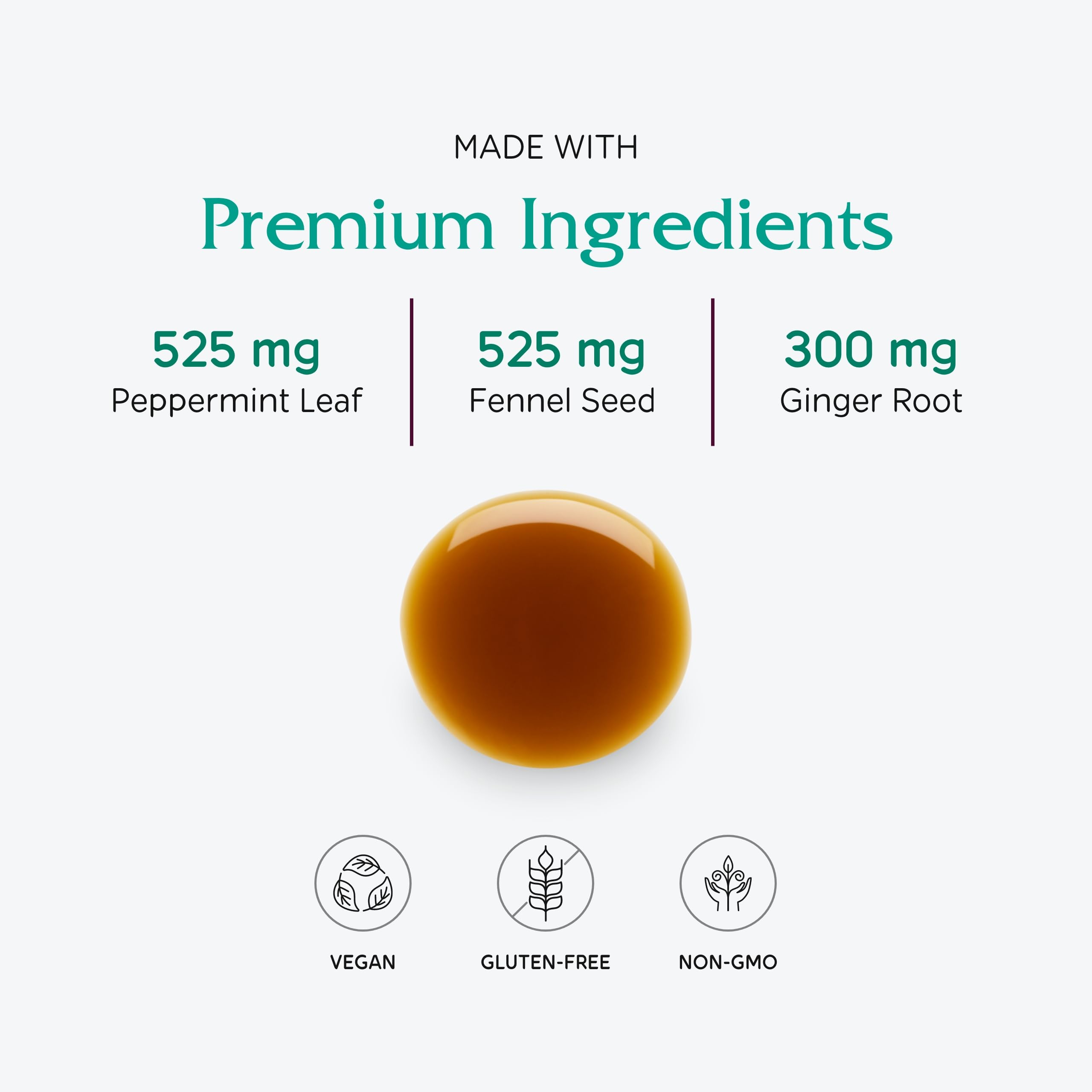 Vitanica Digestion Tonic fennel-seed image suggests gas relief and balance.