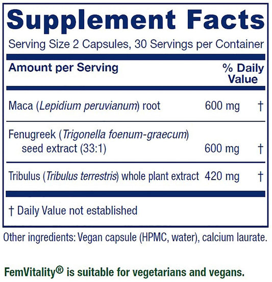 Vitanica FemVitality capsules ready for daily use to support sexual wellness.