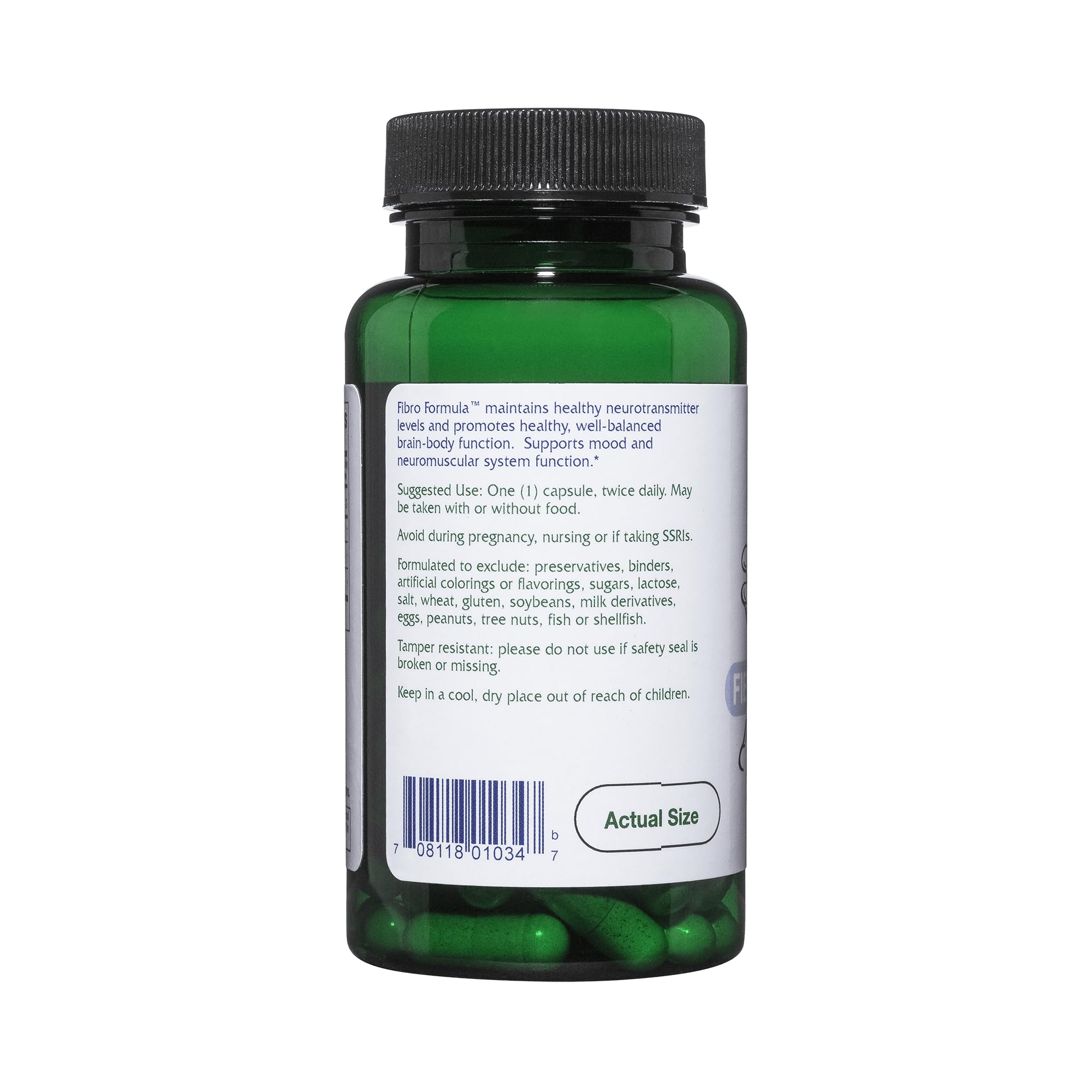 Close-up of Vitanica Fibro Formula capsules for daily use.
