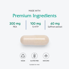 Ingredients panel on Vitanica Fibro Formula highlighting magnesium and saffron.