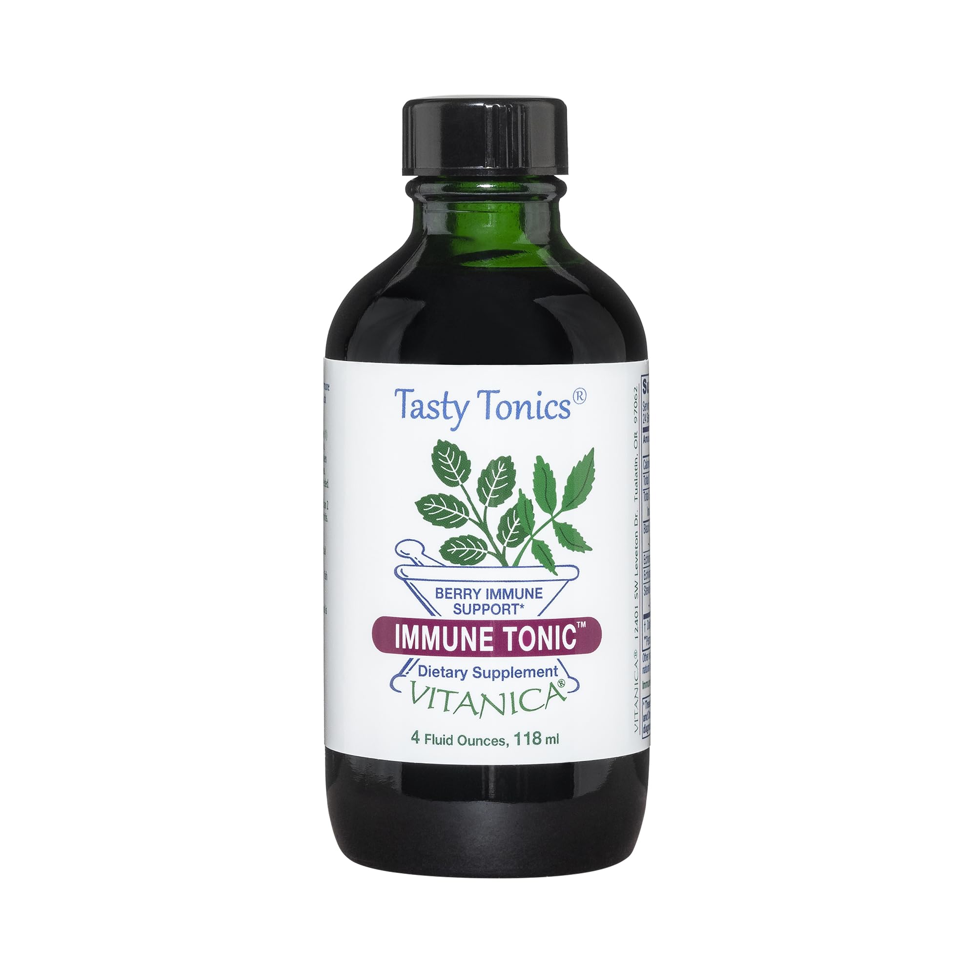 Vitanica Immune Tonic bottle front view supports daily wellness.
