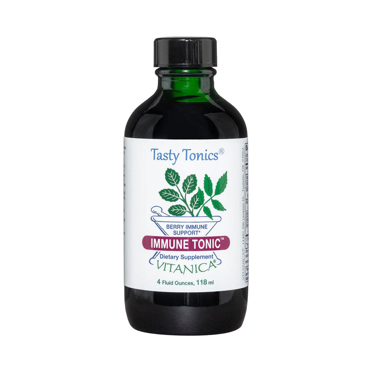 Vitanica Immune Tonic bottle front view supports daily wellness.