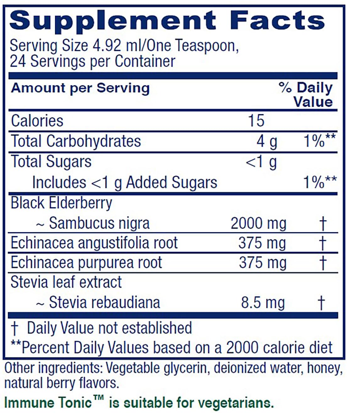 Vitanica Immune Tonic label close-up for informed choice.