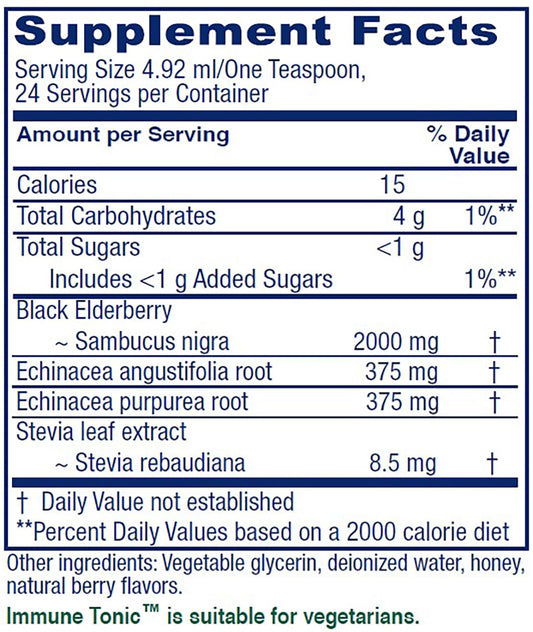 Vitanica Immune Tonic label close-up for informed choice.
