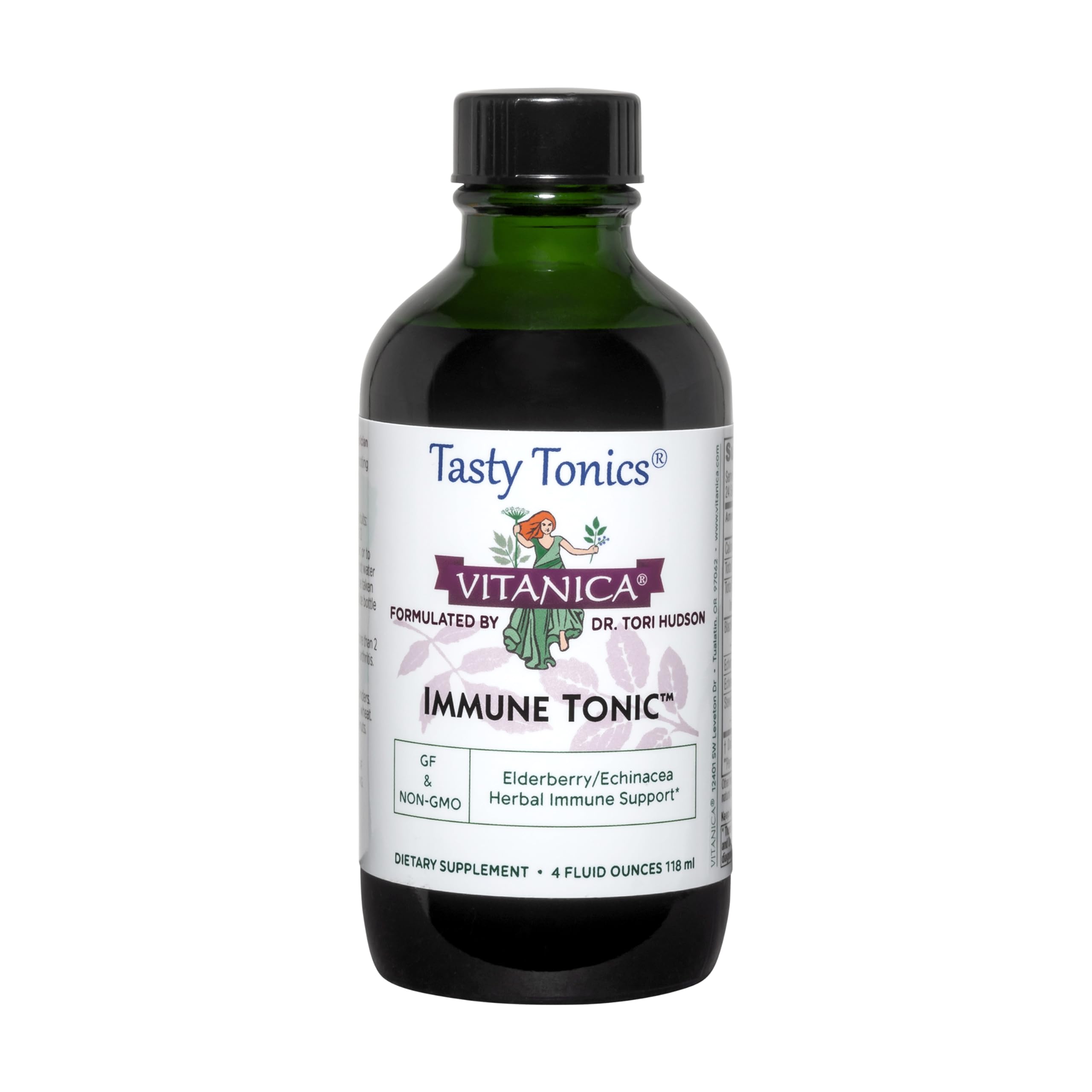 Vitanica Immune Tonic elderberry bottle showing the immune support blend.