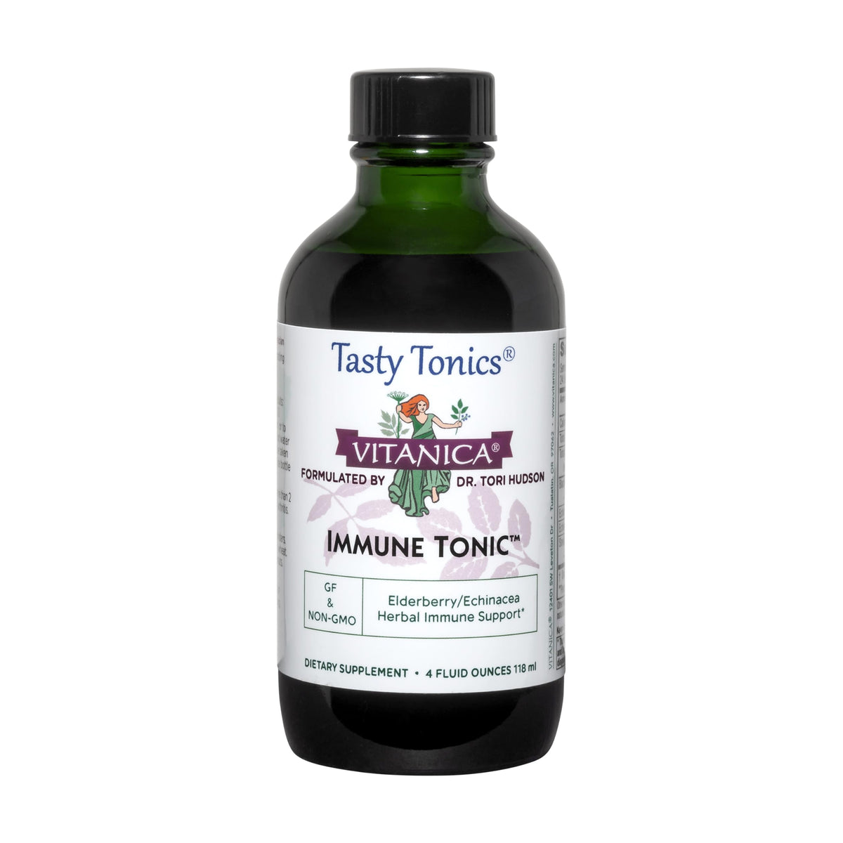 Vitanica Immune Tonic elderberry bottle showing the immune support blend.