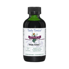 Vitanica Iron Tonic bottle with berry flavor ready for daily use.