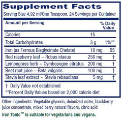 Vitanica Iron Tonic bottle pour showing easy daily dose