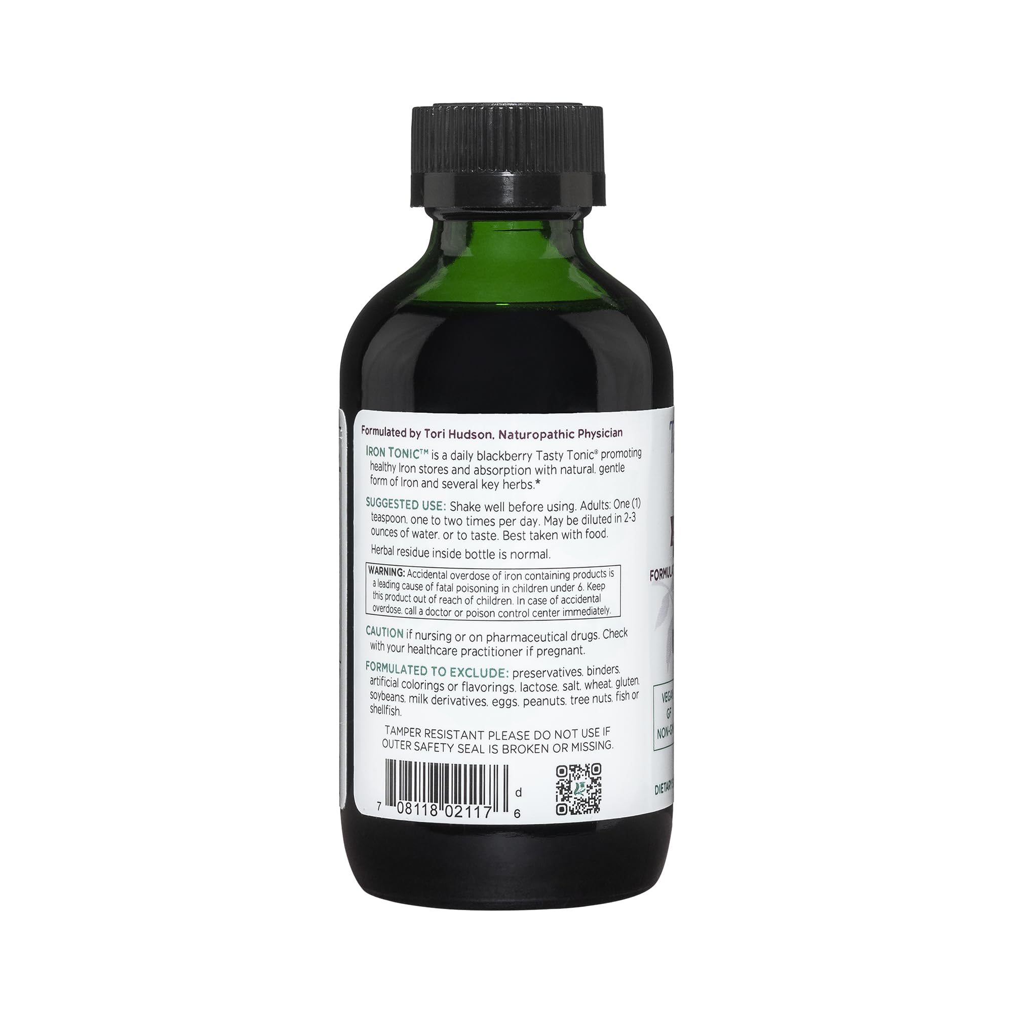 Pour scene of Vitanica Iron Tonic showing convenient daily serving.