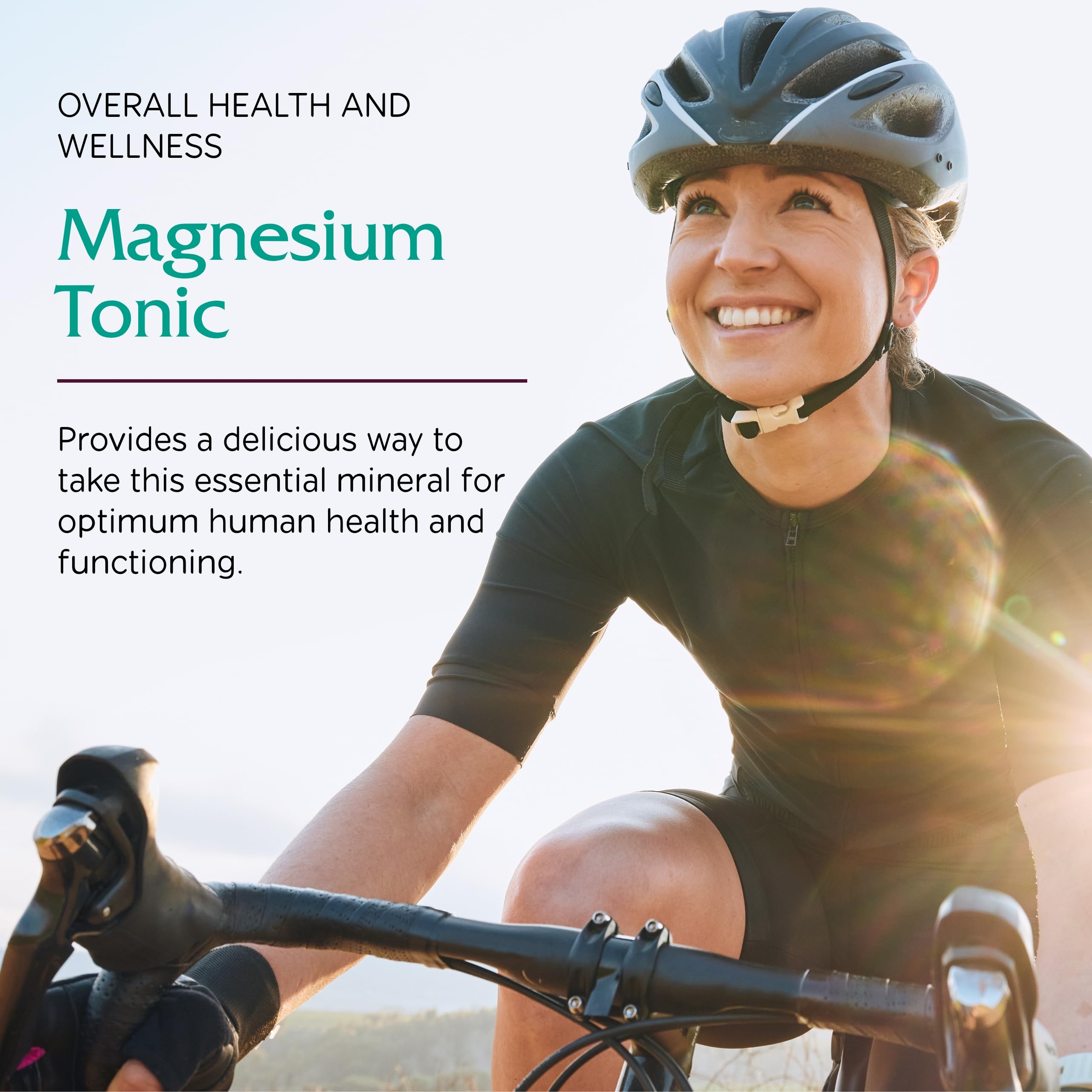 Close-up of Vitanica Magnesium Tonic label highlighting vegan and gluten-free benefits