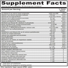 Vitanica Maternal Symmetry bottle side view with label for ingredient transparency