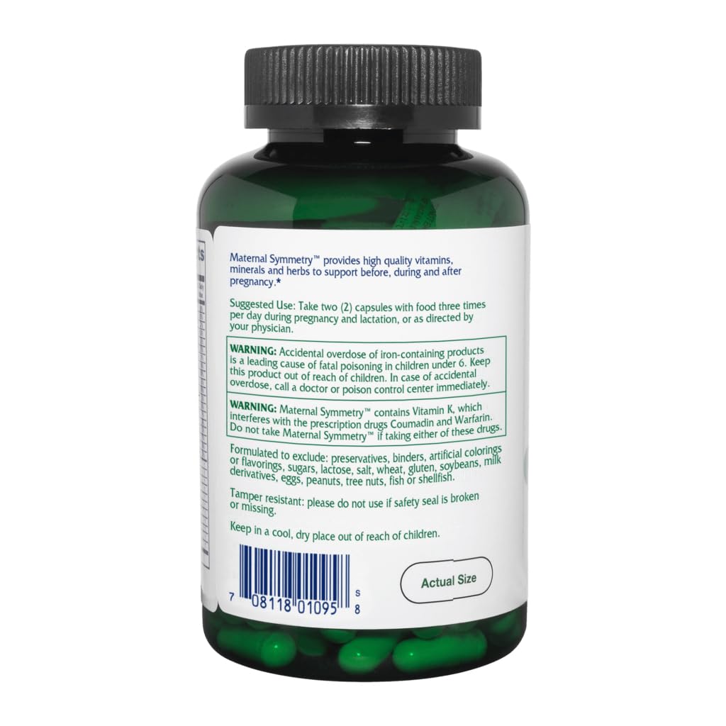 Vitanica Maternal Symmetry capsules close-up emphasizing high-potency multivitamin