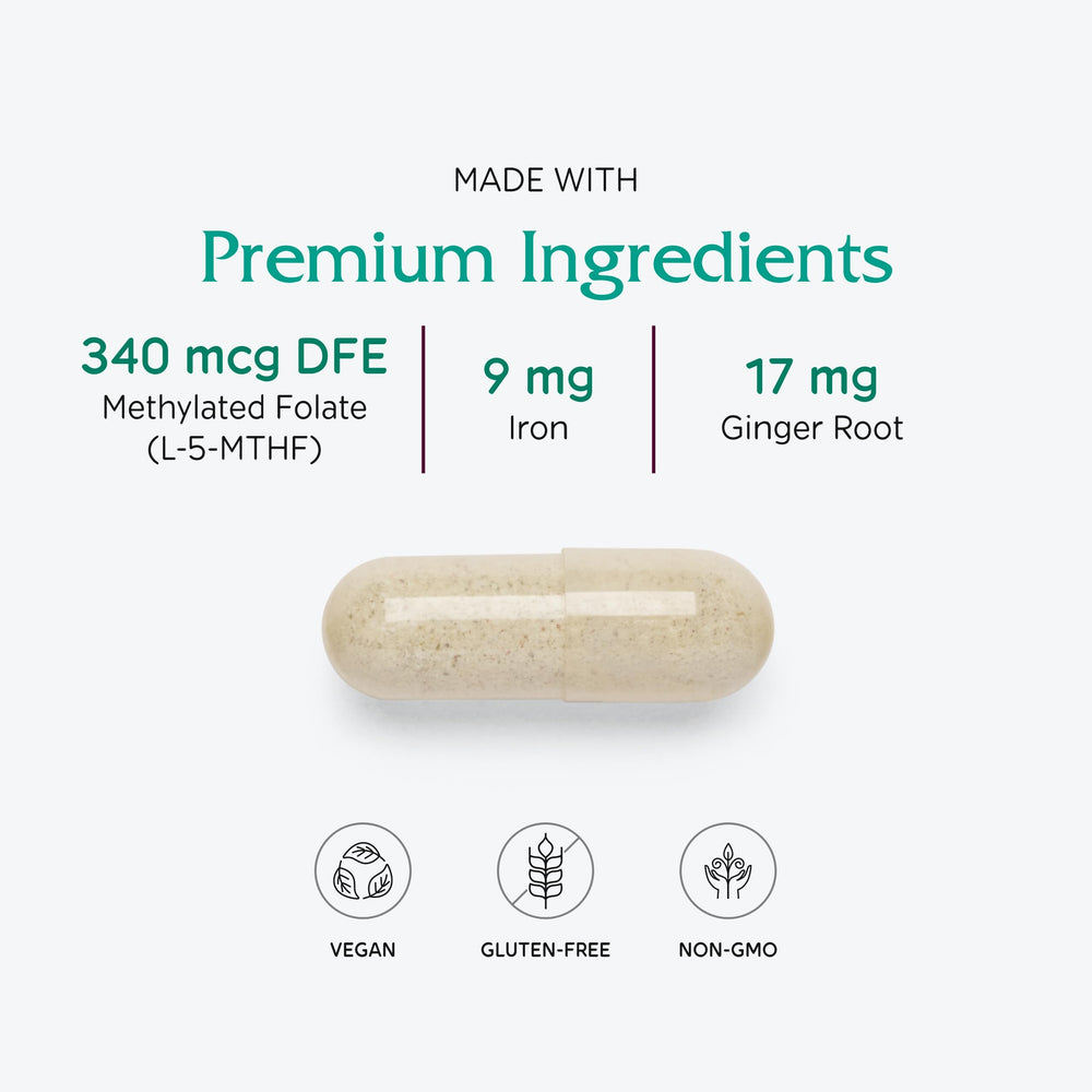 Vitanica Maternal Symmetry packaging display emphasizing vegan prenatal formulation
