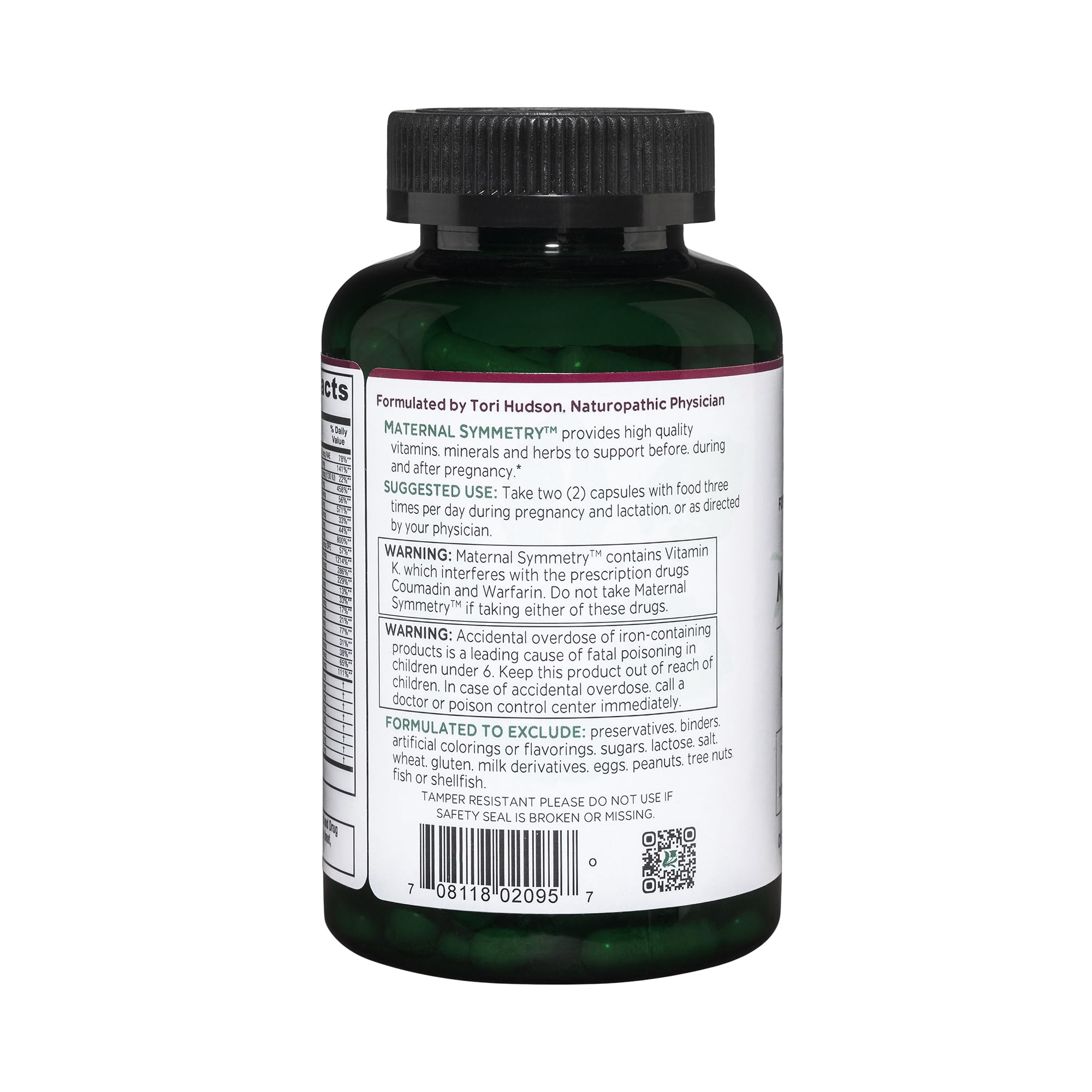 Vitanica Maternal Symmetry pills closeup showing daily vitamin capsules