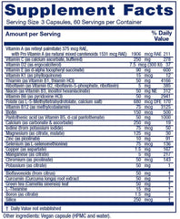 Vitanica Mid-Life Symmetry bottle label closeup, highlighting calcium and vitamin D for bone health.