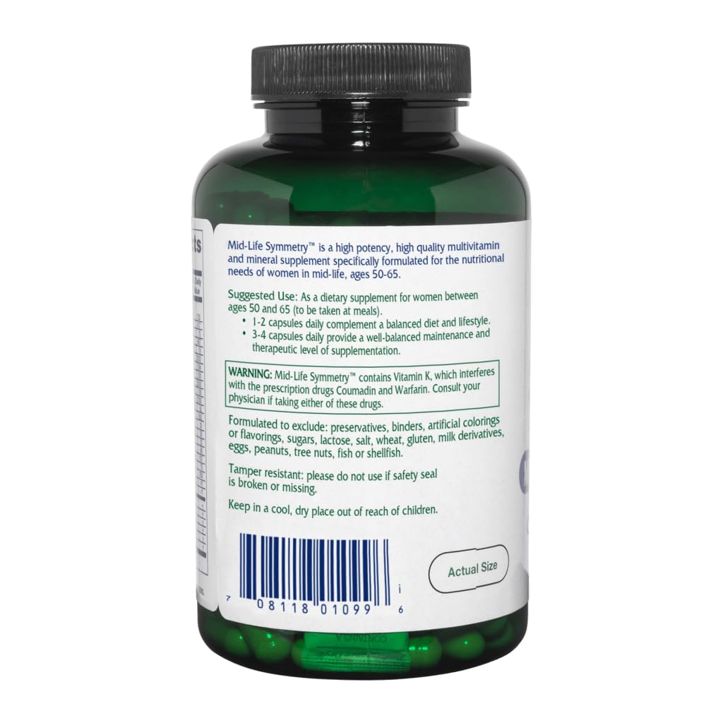 Vitanica Mid-Life Symmetry capsules spread, showing high-potency nutrients for mid-life wellness.