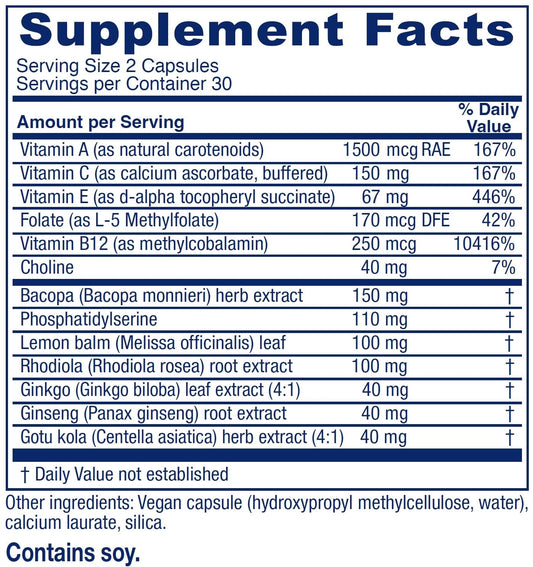 Vitanica MindBlend capsules close-up, highlighting vegan formula and clean ingredients