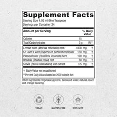 Vitanica Mood Tonic bottle-back label highlights ingredients for daily mood balance.
