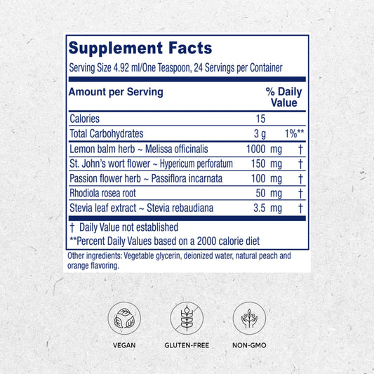 Vitanica Mood Tonic bottle side view showing the label and bottle shape.