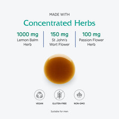 Vitanica Mood Tonic ingredients panel outlining botanical blend and notes.