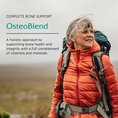 Closeup of Vitanica OsteoBlend capsules emphasizing plant-based form