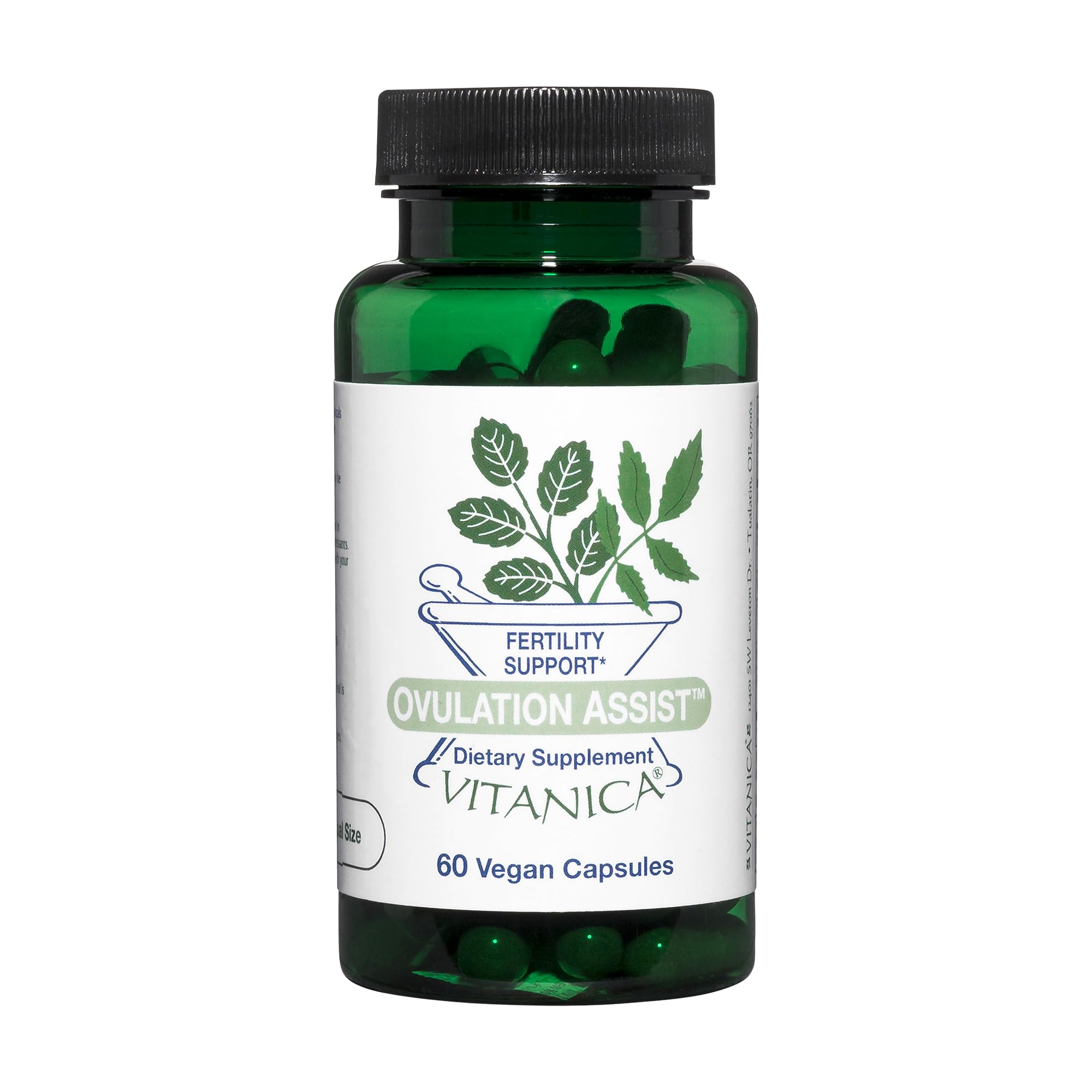 Vitanica Ovulation Assist bottle front view supports balanced female health