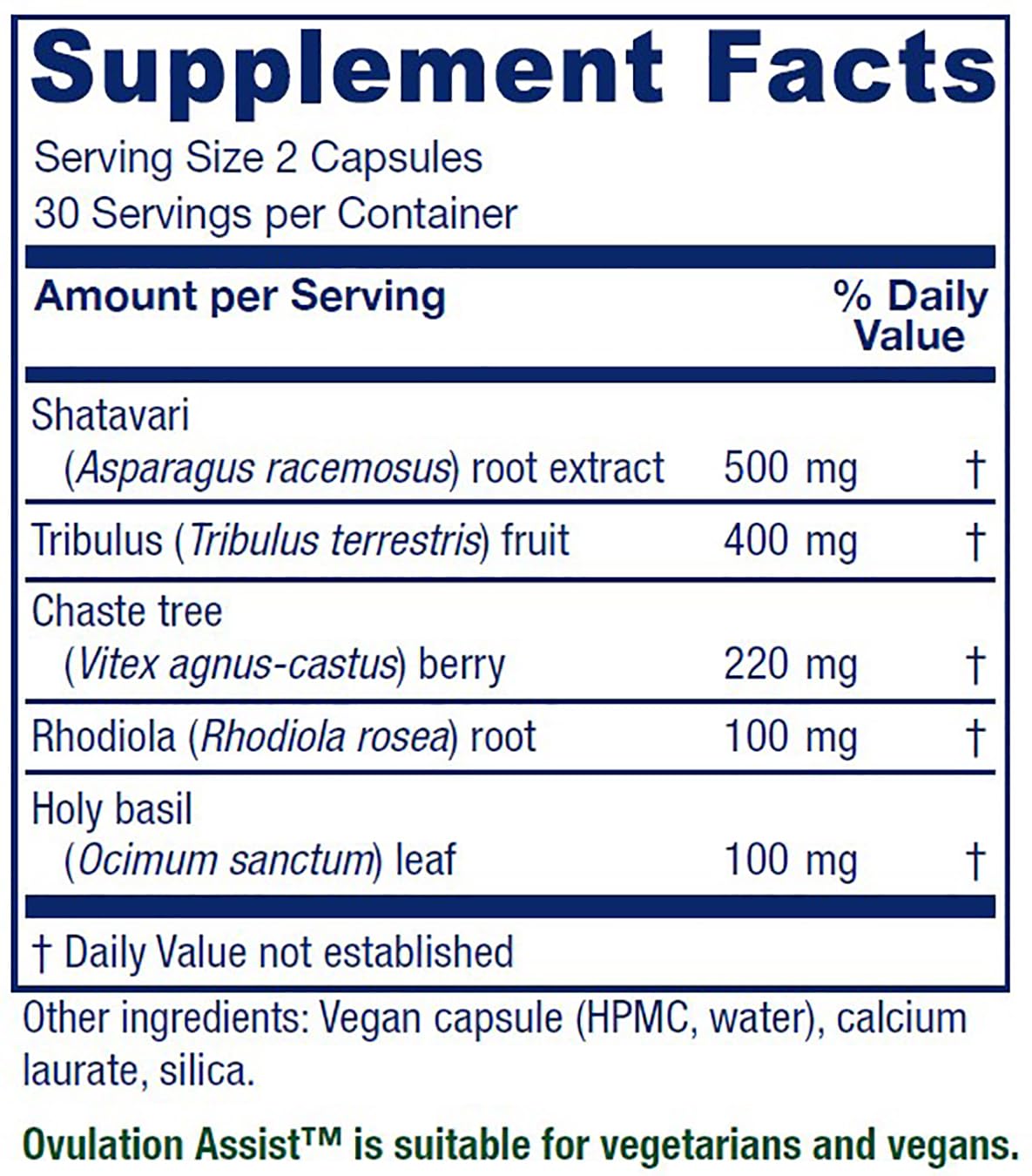 Vitanica Ovulation Assist capsules close-up highlights vegan capsules for hormone-friendly use