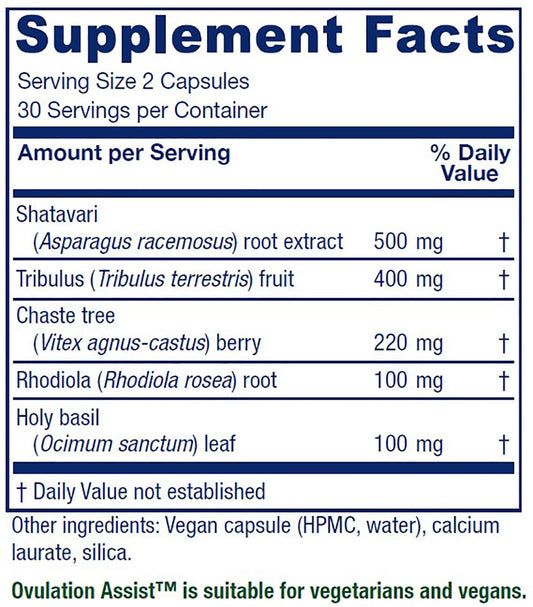 Vitanica Ovulation Assist capsules close-up highlights vegan capsules for hormone-friendly use