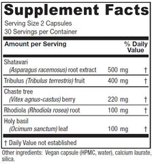 Close-up of vegan capsules indicating a non-GMO formula for adrenal support.