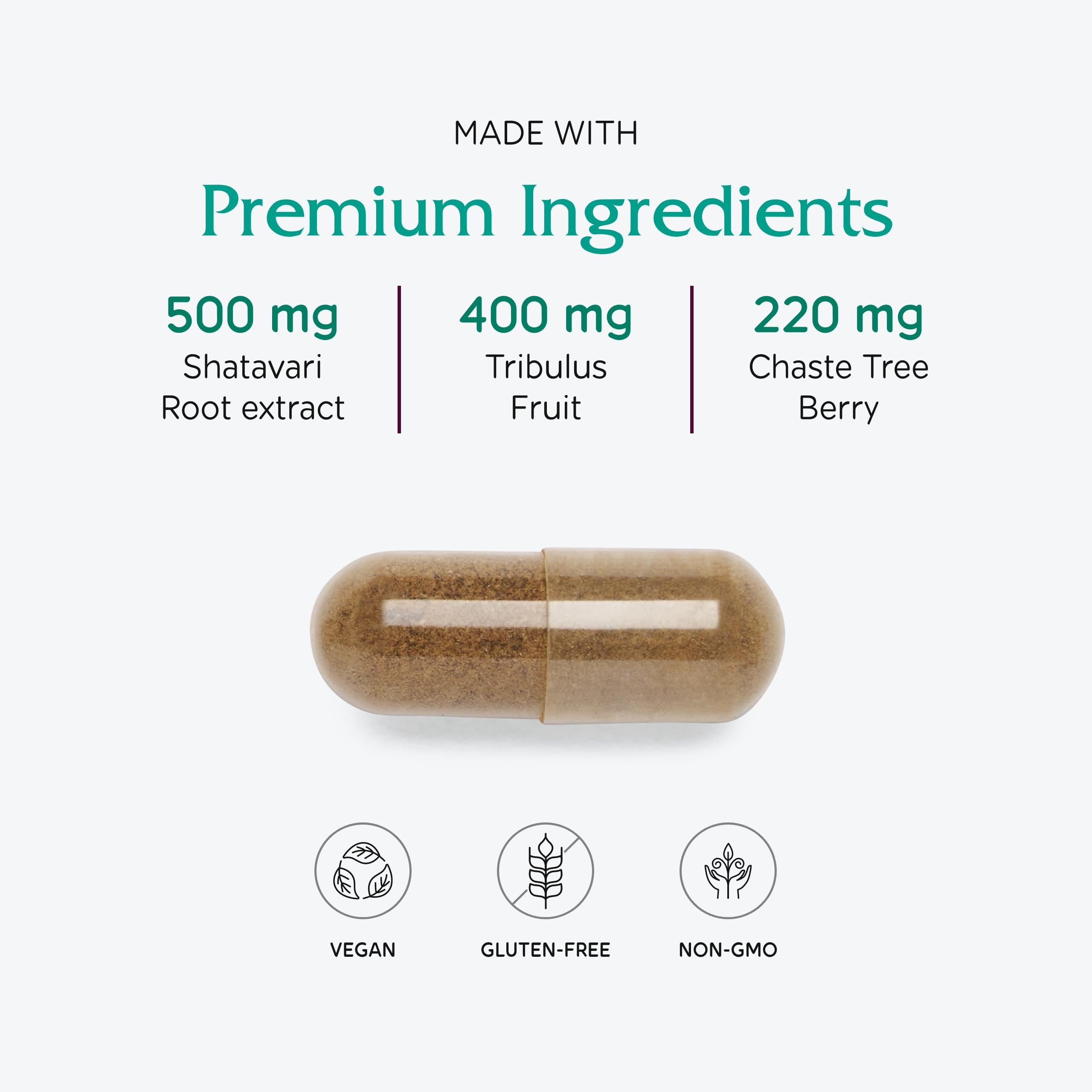 Tribulus and Chaste Tree on the bottle highlight ovulation support.