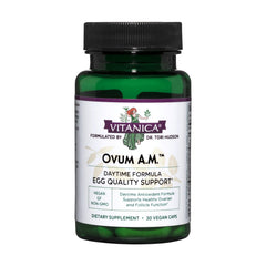 Vitanica Ovum A.M. daytime formula bottle promotes antioxidant support for egg quality