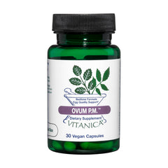 Vitanica Ovum P.M. bottle closeup highlighting evening antioxidant support.